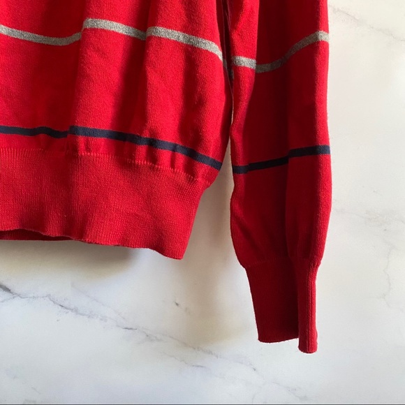 Tommy Hilfiger Red & Navy Classic Striped Sweater LARGE - Picture 4 of 6